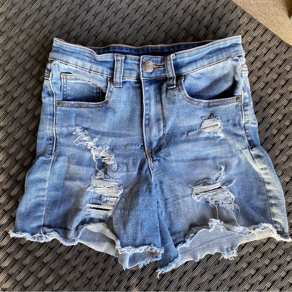 Grace & lace Distressed Blue Denim Shorts women size 4